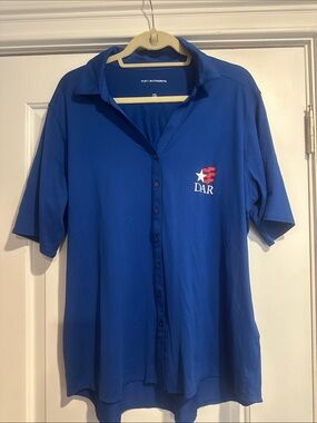 DAR Royal Blue Women's Short-Sleeve Button-Down with DAR emblem